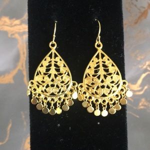 Mosaic gold chandelier drop earrings E30